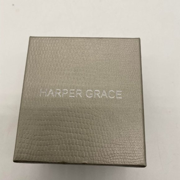 NIB in box Harper Grace 18K Yellow Gold over 925 Sterling Small Hoops with CZ - Picture 4 of 4